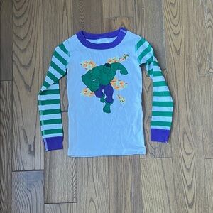 Marvel Green and White Striped Superhero Long Sleeve Tee